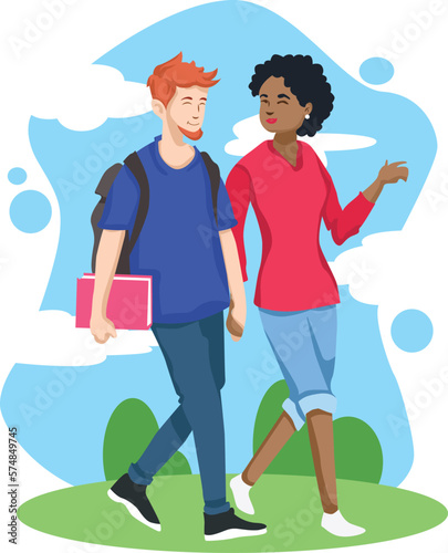 Black Lives Matter, BLM, No Racism, Statement. Young African Americans: man and woman against racism. Black citizens are fighting for equality. 