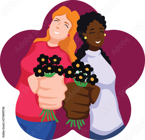 Black Lives Matter, BLM, No Racism, Statement. Young African Americans: man and woman against racism. Black citizens are fighting for equality. 