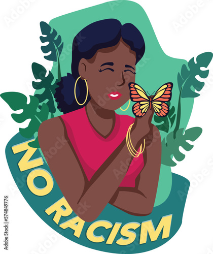 Black Lives Matter, BLM, No Racism, Statement. Young African Americans: man and woman against racism. Black citizens are fighting for equality. 