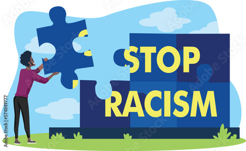Black Lives Matter, BLM, No Racism, Statement. Young African Americans: man and woman against racism. Black citizens are fighting for equality. 