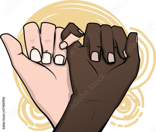 Black Lives Matter, BLM, No Racism, Statement. Young African Americans: man and woman against racism. Black citizens are fighting for equality. 