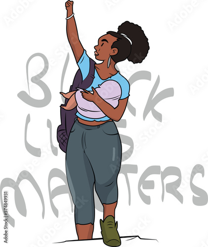 Black Lives Matter, BLM, No Racism, Statement. Young African Americans: man and woman against racism. Black citizens are fighting for equality. 