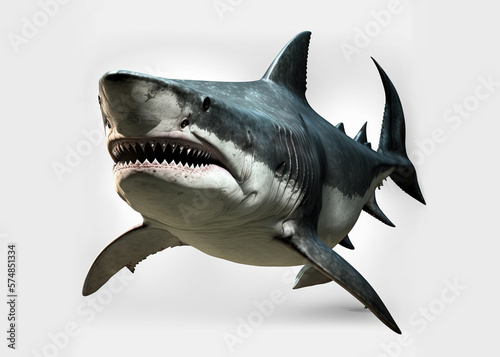 Dark  blue  grey and white shark on white background  AI generated