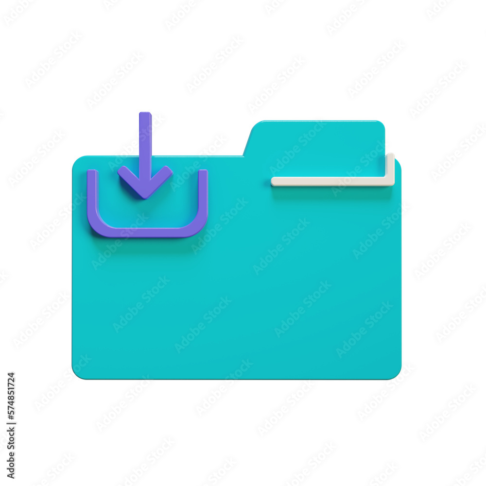 Folder download icon in 3d render style Folder download icon in 3d render style