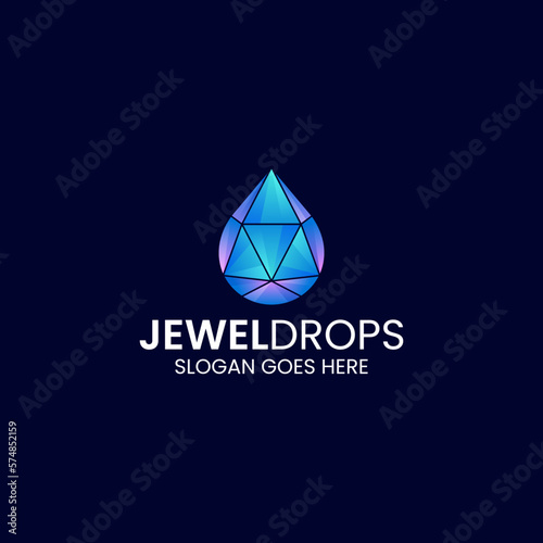 Vector Logo Illustration Jewel Drop Gradient Colorful Style