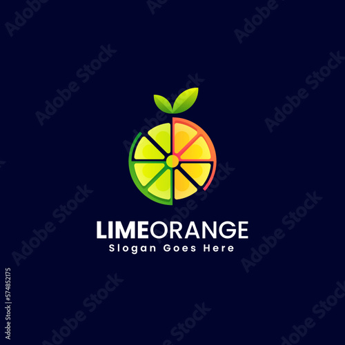 Vector Logo Illustration Lime Lemon Gradient Colorful Style