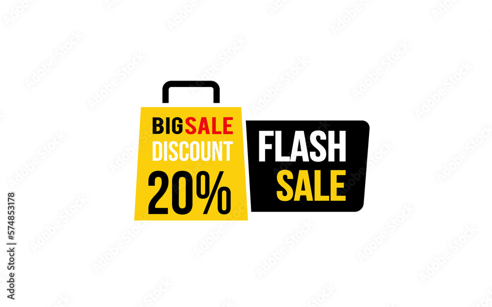 Obraz premium 20 Percent FLASH SALE offer, clearance, promotion banner layout with sticker style.