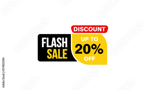 20 Percent FLASH SALE offer, clearance, promotion banner layout with sticker style. 
