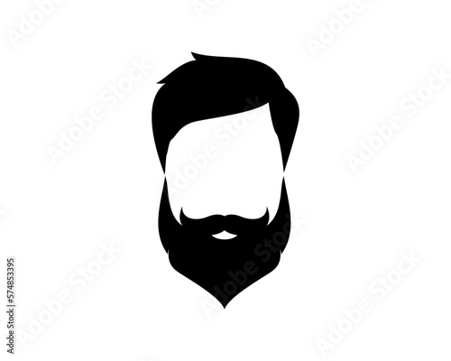 Man with beard hair silhouette vector logo