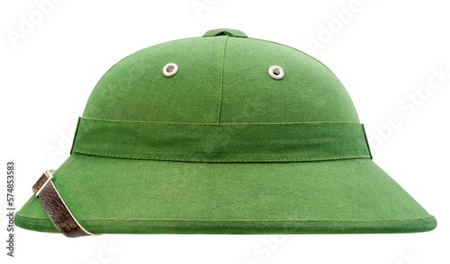 Fotografi Classic Green Military helmet isolated on white background with work path