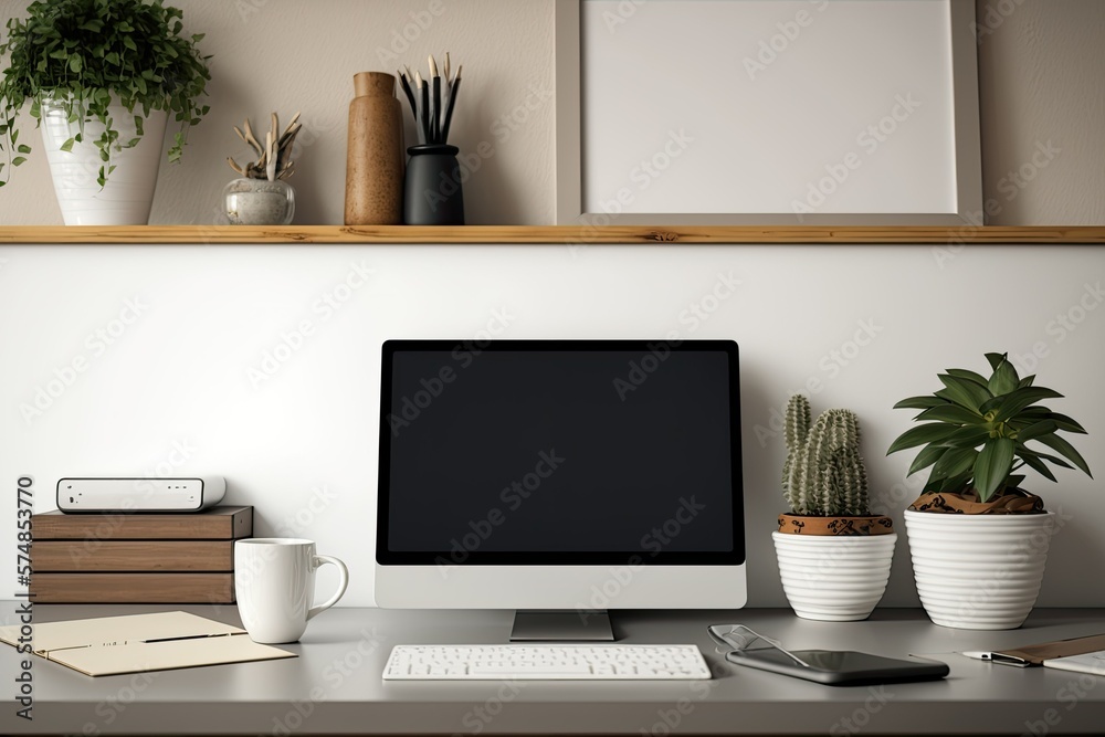 Fototapeta premium A simple workplace close-up. Generative AI