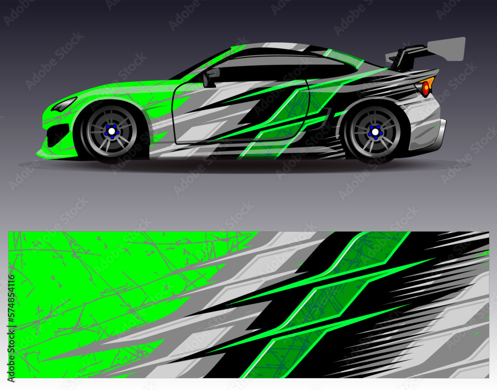 Car wrap design vector. Graphic abstract stripe racing background kit designs for wrap vehicle race car rally adventure and livery Car wrap design vector. Graphic abstract stripe racing background kit designs for wrap vehicle race car rally adventure and livery