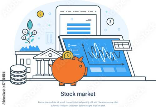 Financial stock market, stock trading, e-commerce, business concept