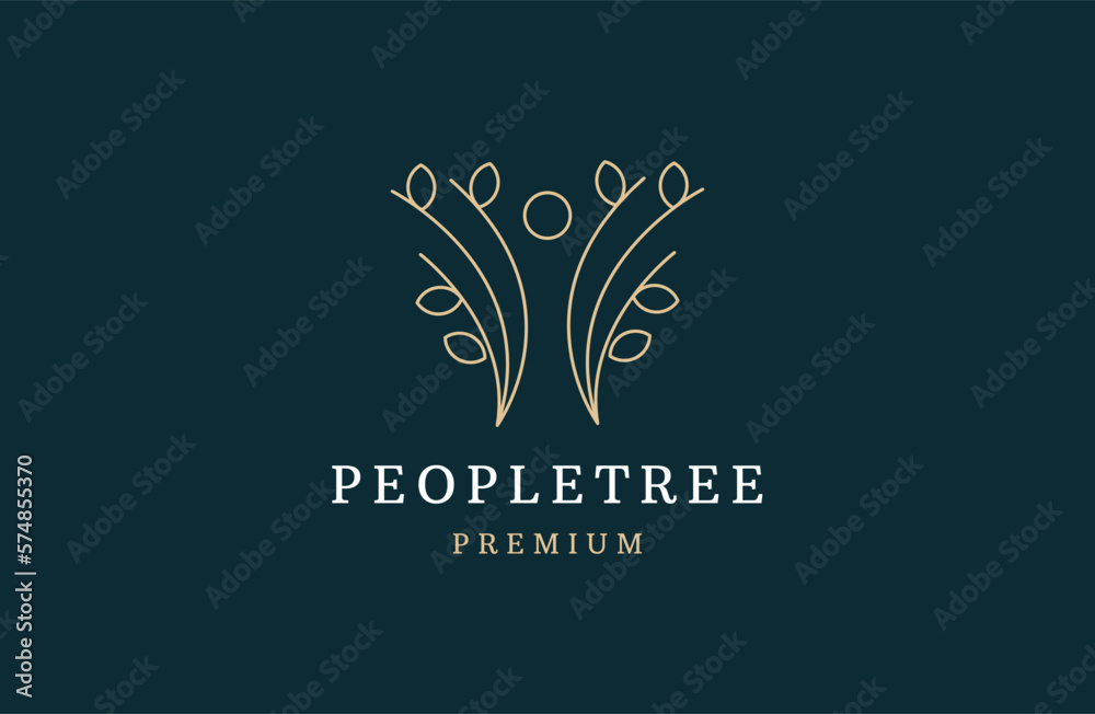 People Tree Logo symbol, Human Tree Creative Concept Logo Design. vector illustration