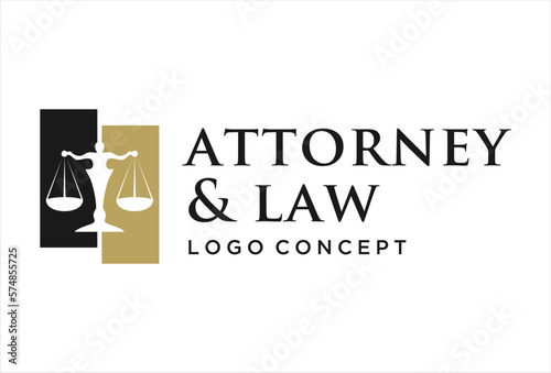 attorney and law business logo design concept, vector illustration.