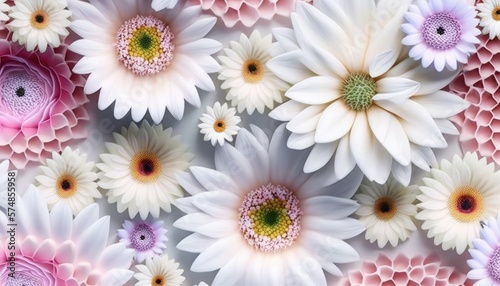Whimsical Pastels  Top View of a Floral Pattern with Soft Colored Flowers  AI Generative