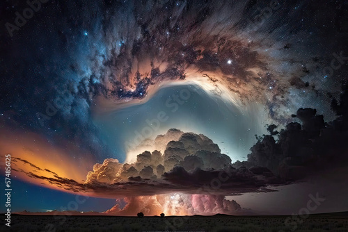 Epic shot of sky, capturing the beauty of the cosmos. Generative AI.