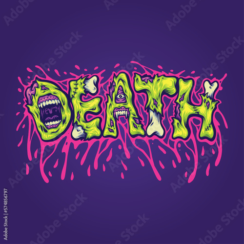 Scary horror death melted font hand lettering word illustrations vector for your work logo  merchandise t-shirt  stickers and label designs  poster  greeting cards advertising business 