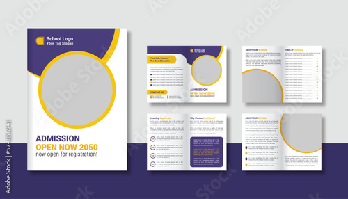 school admission bi fold brochure template, school bifold brochure, education school bifold brochure design