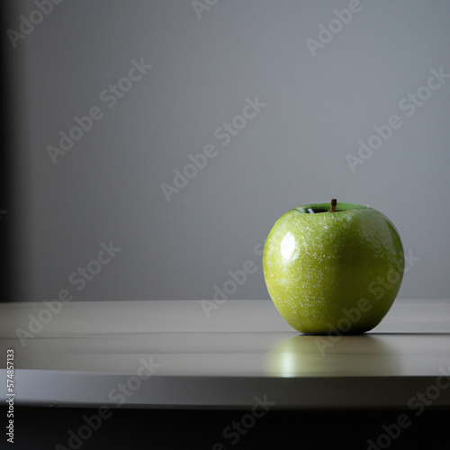 Green apple on table 
