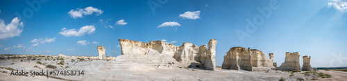 Monument Rocks in Grove County  Kansas. The chalk rock formation is a listed National Natural Landmark.
