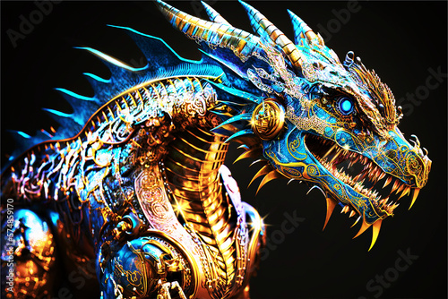 luxury dragon body hologram data.generative ai © dewi