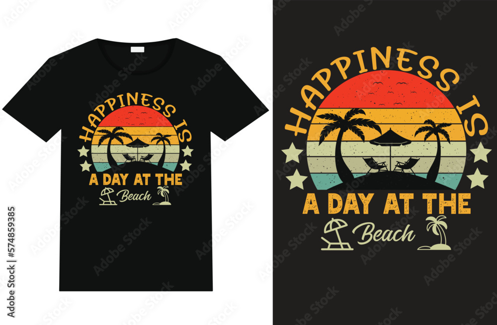 Happiness is a day at the beach,  summer t-shirt design