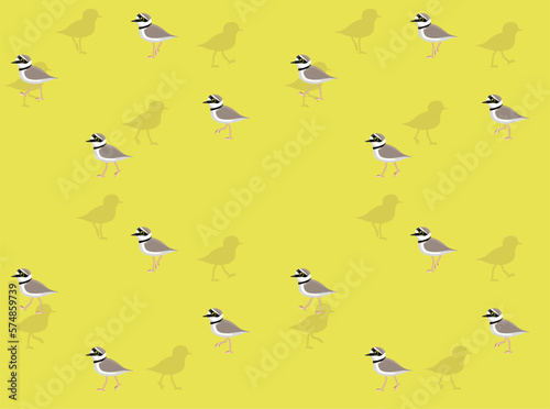 Bird Plover Walking Cute Cartoon Poses Seamless Wallpaper Background