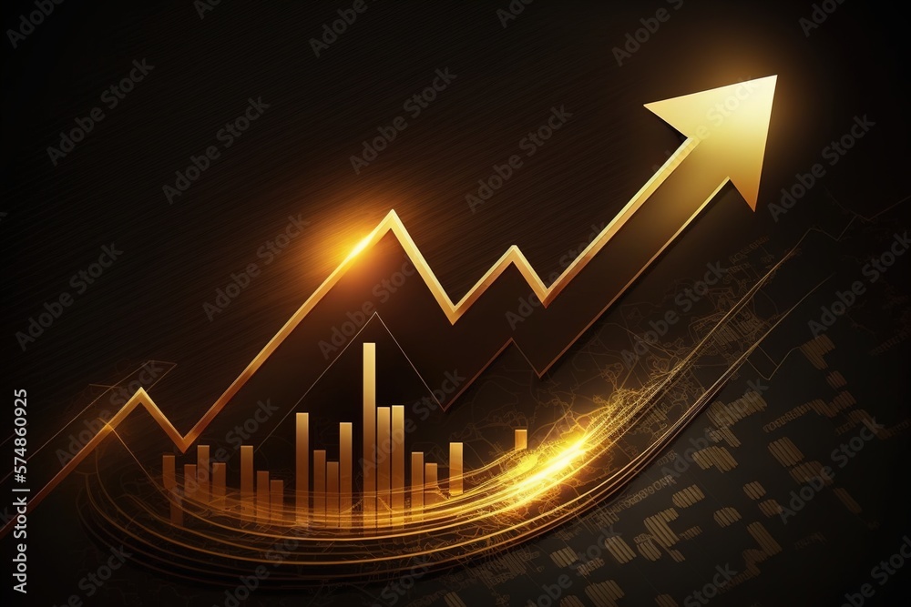 Profit Rise Unleashing Success: Golden Business Chart Showing Profit Increase and ...