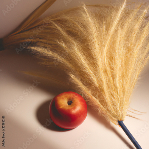 Pampas grass and apple with basic background