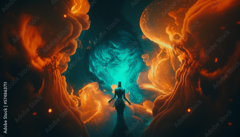 abstract graphic design nebula cloud in the space with teal and orange colors abstract graphic design nebula cloud in the space with teal and orange colors