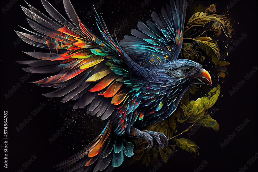 Obraz premium Illustration of a parrot flying. Generative AI