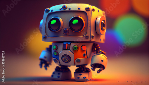 mini robot macro cute Image created with Generative AI technology