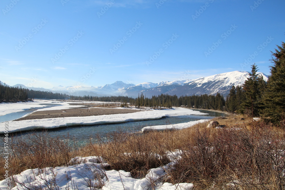 river in the mountains, Jasper National Park, Alberta