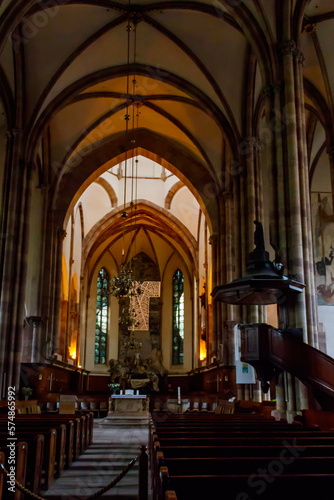 Interior of St. Thomas church in Strasbourg, France