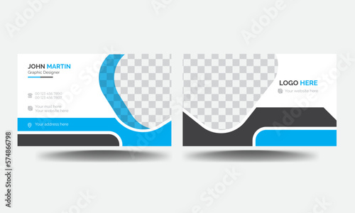 Professional creative business card template with Blue black and white color background