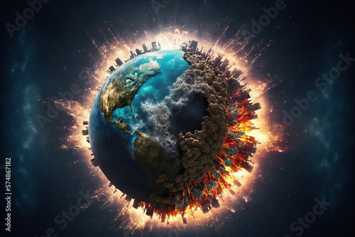 Explosive destruction of the earth's crust - Generative AI photo