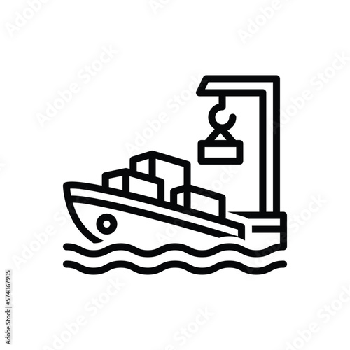 Black line icon for harbour