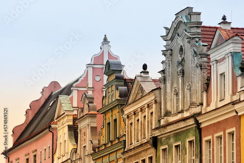 Low angle view of historical buildings in Poznan