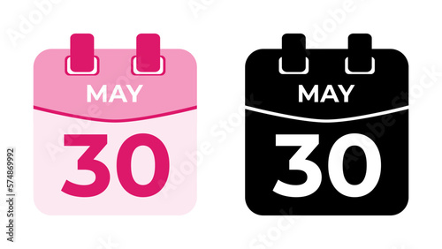 May 30 flat daily spiral calendar icon date vector image in matching color scheme. Suitable and perfect for design material, such as event or reminder. The best editable graphic resources.