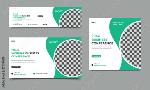 Modern business webinar conference web banner or social media post square banner template design. Business webinar invitation design and Live conference banner design template.