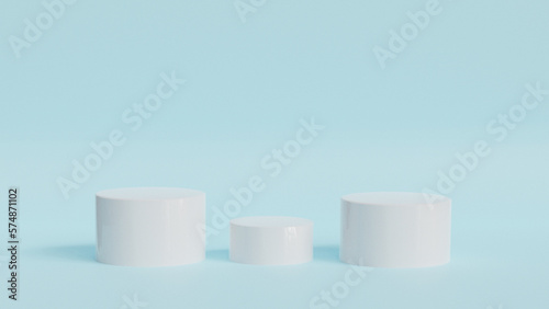 Cylinder white Stage background pedestal podium product display to show product white background 3d .copy space