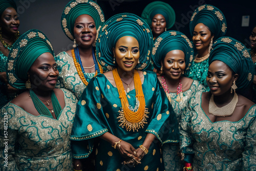 Generative AI. A portrait of an African bride and her family 