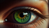 Green eye  Image created with Generative AI technology