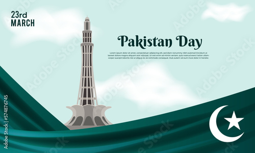Happy pakistan day March 23 background for greeting card, poster and banner vector illustration