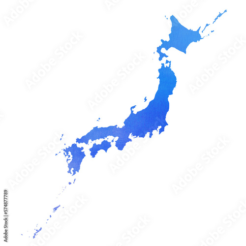 水彩風の日本全図のシルエットイラスト 全体図 水彩風 水彩テクスチャ