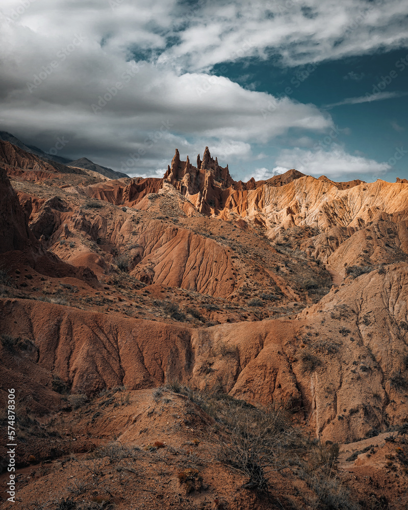 Amazing landscape of famous Skazka canyon in Kyrgyzstan