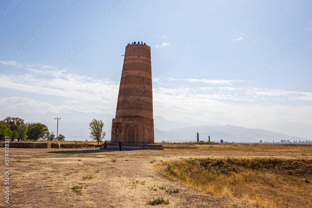 Old Burana tower view, touristic site located on famous Silk road, Kyrgyzstan