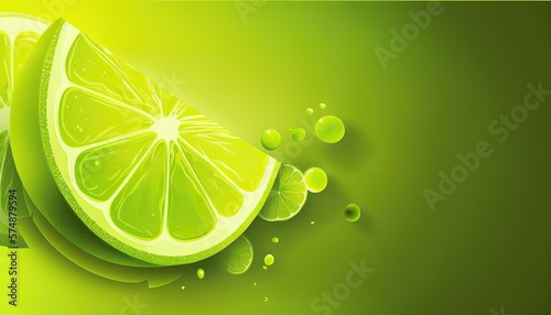 Beautiful Designer Seasonal Background with Lime Green Color Hue Summer Modern Wallpaper Template with Vibrant Hues and Stunning Scenery for Presentation, Ad, and All Applications (generative AI)