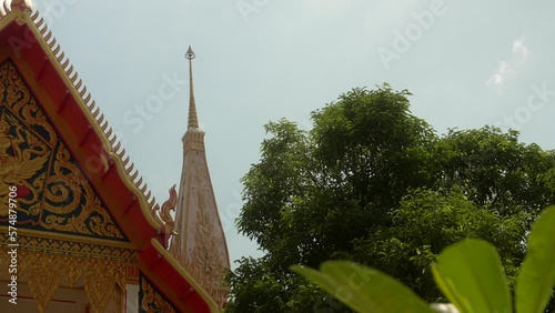 Chalong temple Phuket Thailand detail of pediment front of temple Wat Chaithararam photo